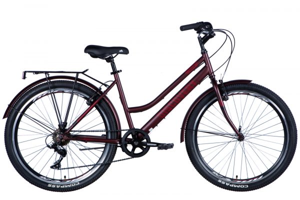 Велосипед Discovery PRESTIGE WOMAN 26" Жорстка 2024 з крилом St з багажником задн St Vbr тріскачка